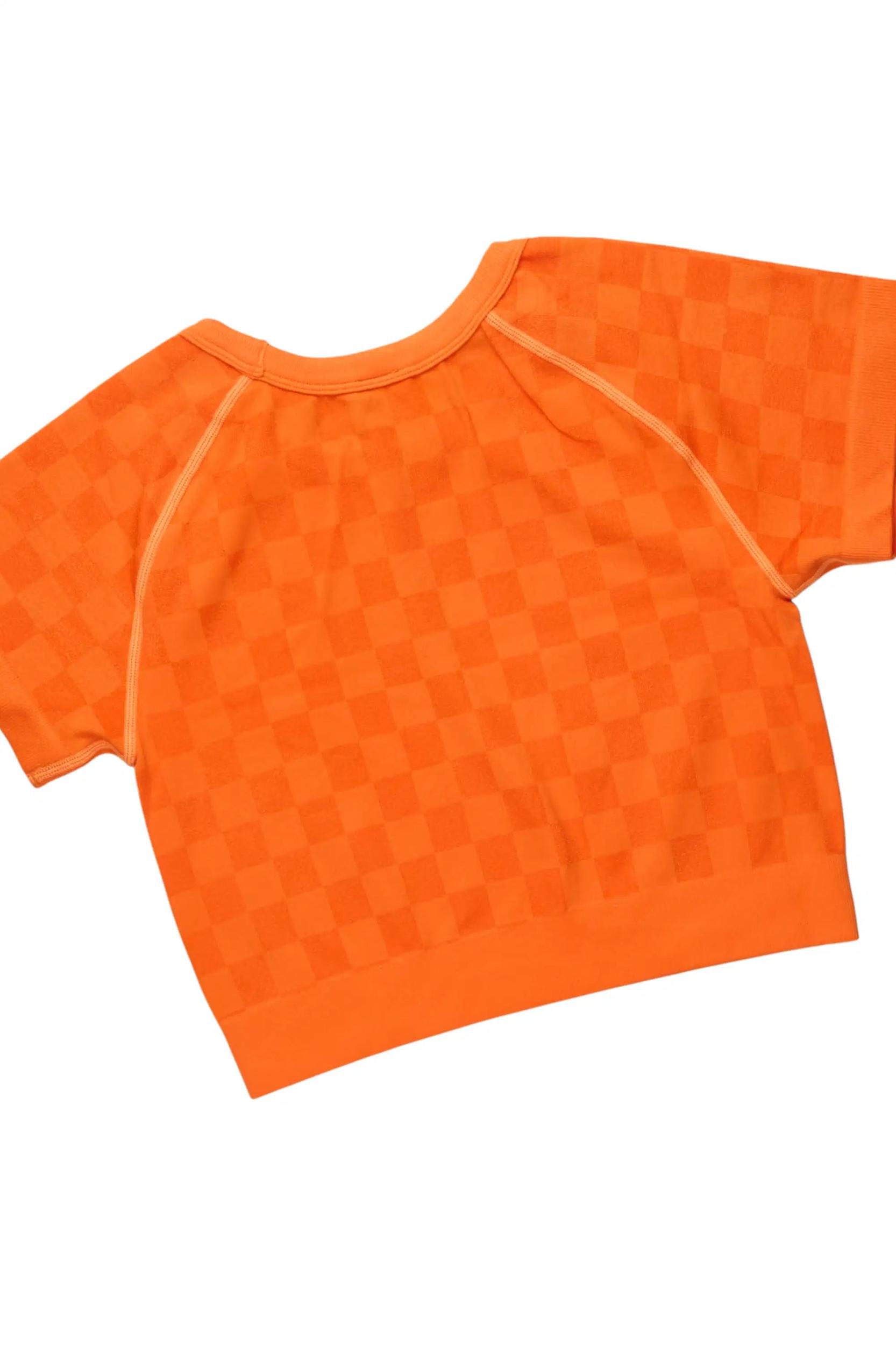 Adrianna Orange Checkered Bike Short Set Female Product Image
