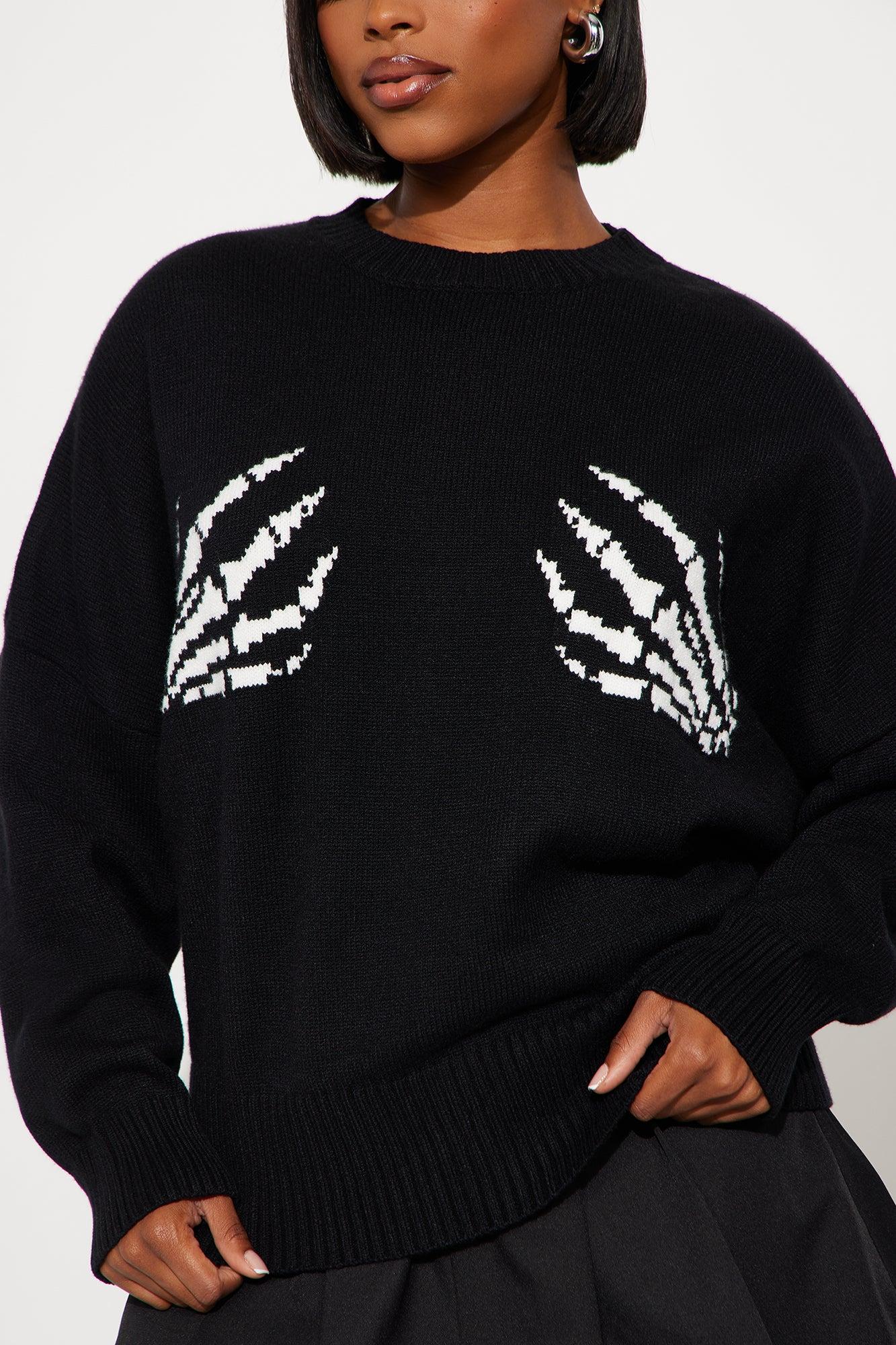 Bad To The Bone Skeleton Sweater - Black/combo Female Product Image