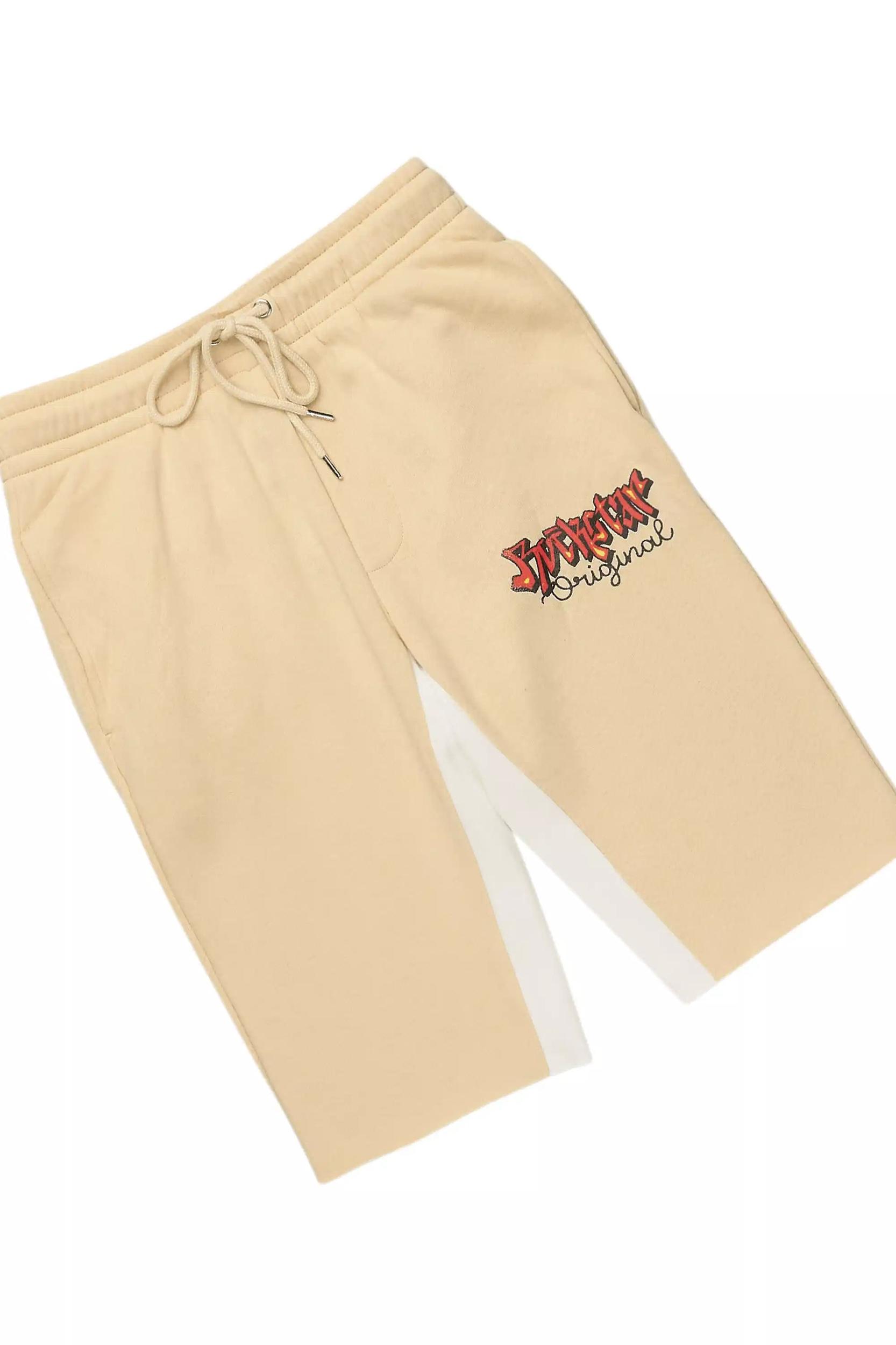 Shootah White/Beige T-Shirt Short Set Male Product Image