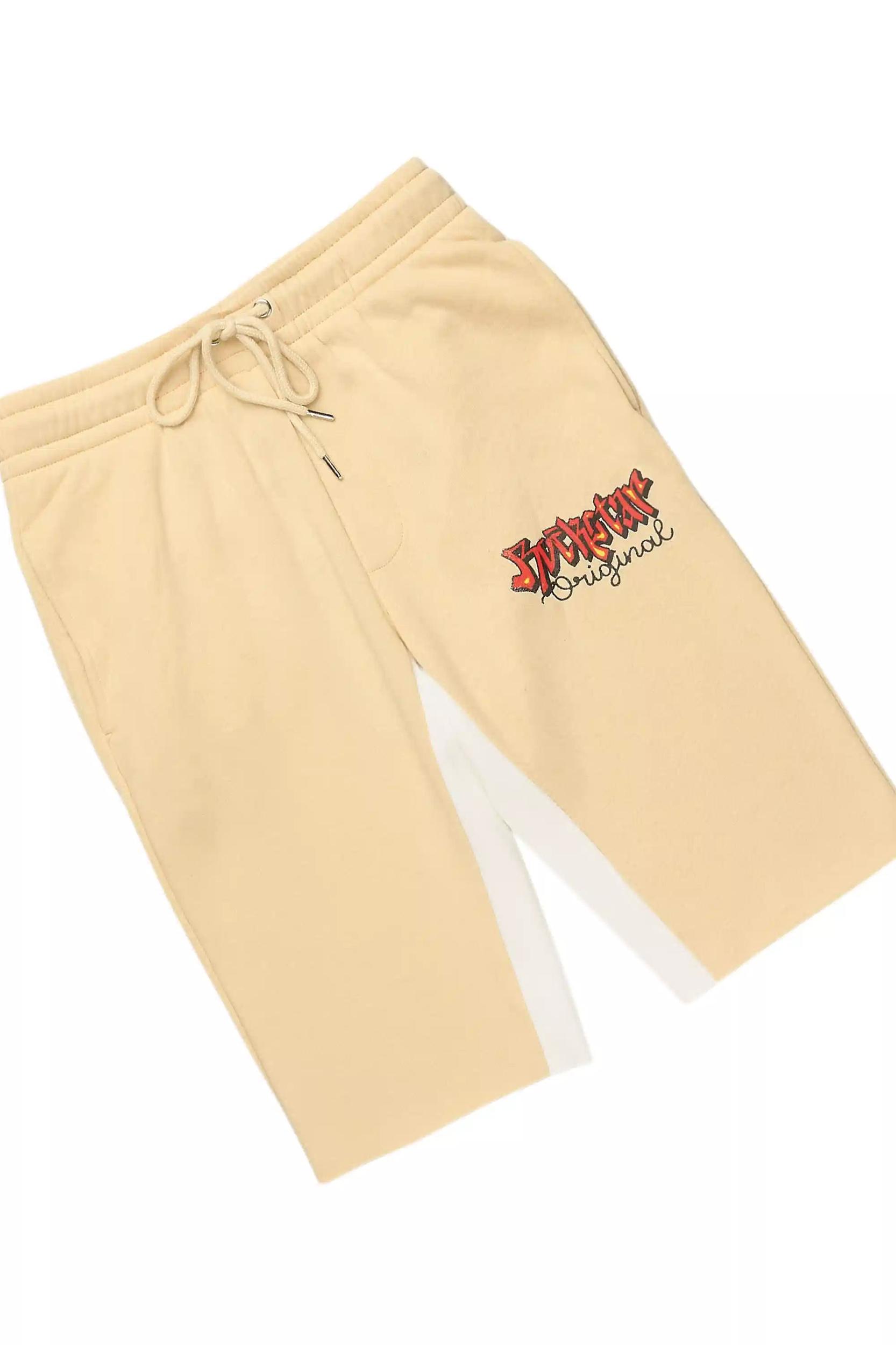 Shootah White/Beige T-Shirt Short Set Male Product Image