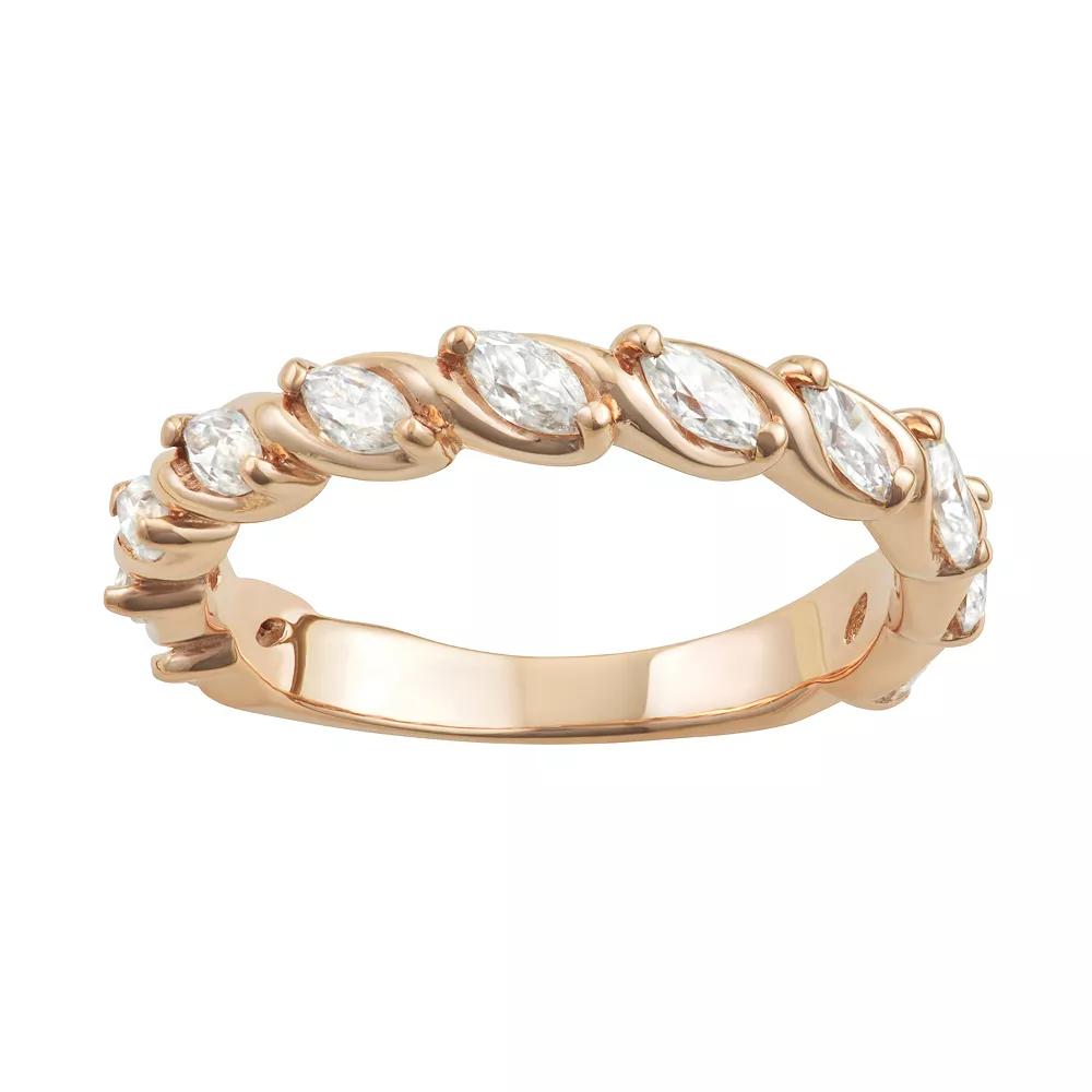 Charles & Colvard 14k Gold 3/4 Carat T.W. Lab-Created Moissanite Marquise Twisted Band, Women's, Size: 5, Pink Product Image