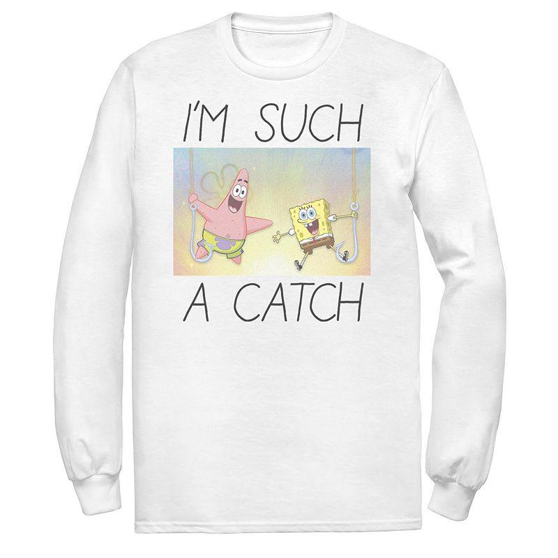 Men's Spongebob I'm Such A Catch Portrait Long Sleeve Tee,  Product Image