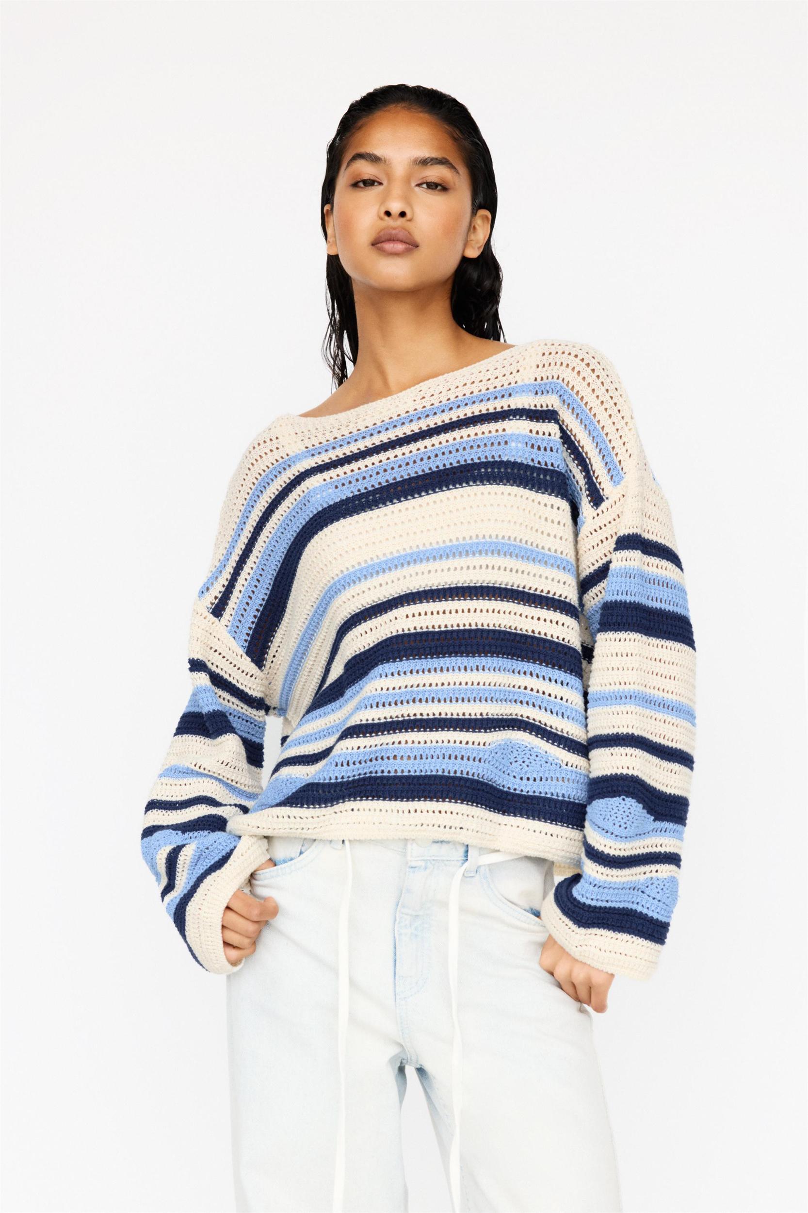 Striped crochet cardigan Product Image