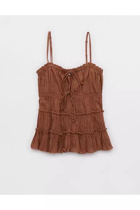 Aerie Tie Front Tiered Tank Top Women's Product Image
