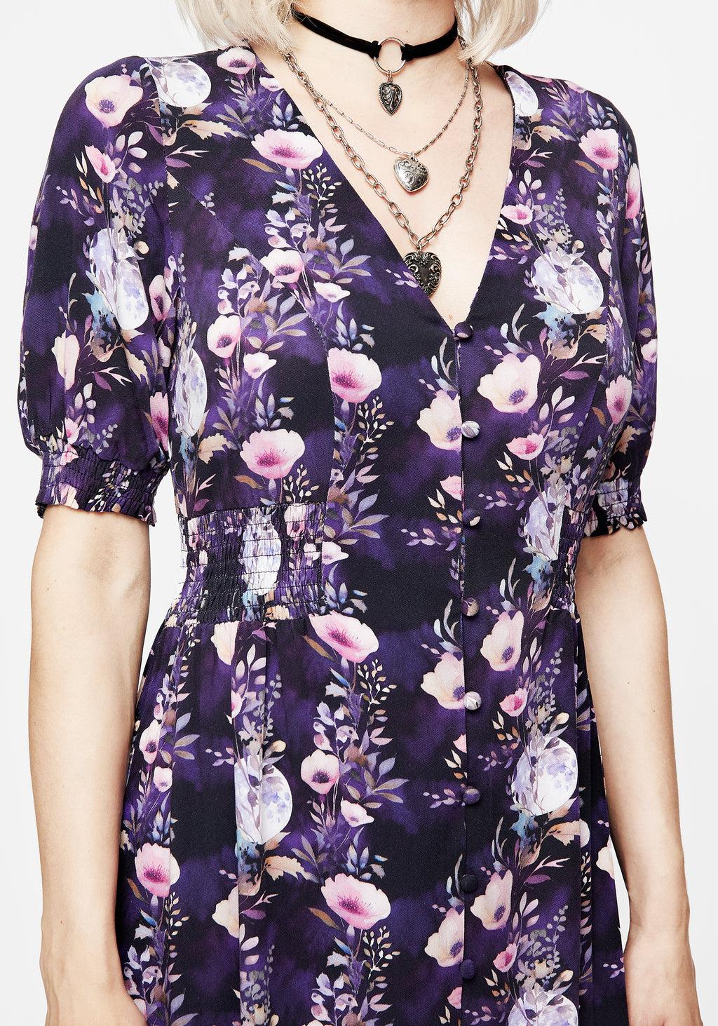 Socordia Floral Moon Ruched Waist Midaxi Dress Product Image