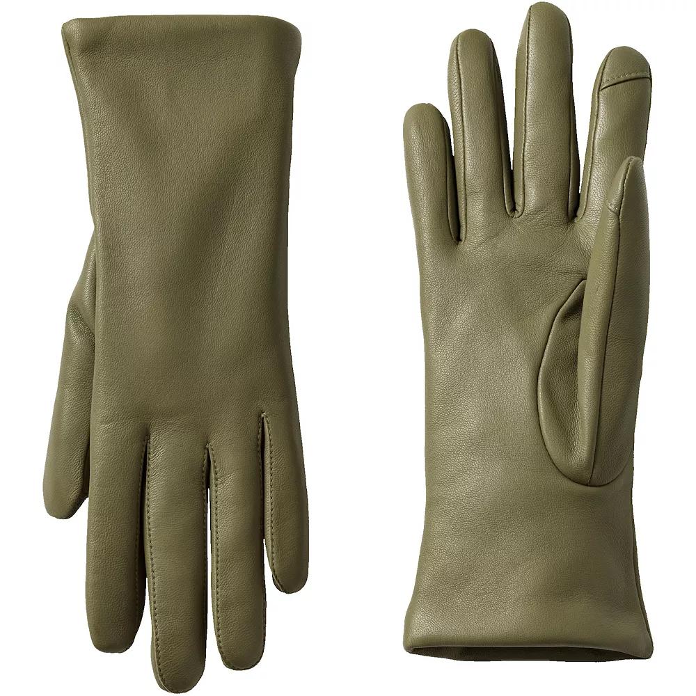 Women's Lands' End Touch Screen Compatible Leather Gloves with Cashmere Lining,  Product Image