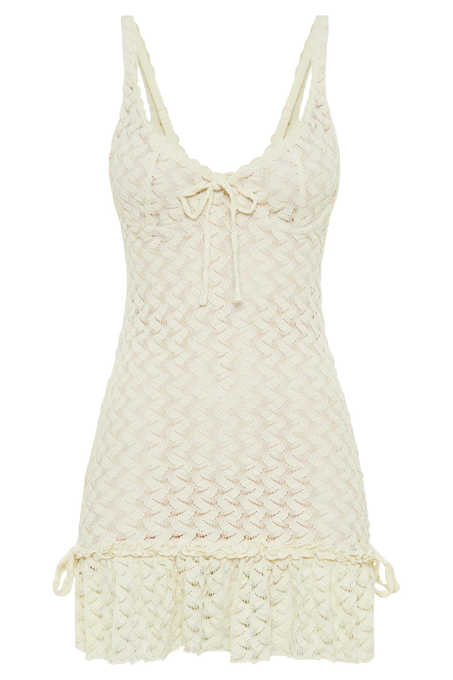 Marietta Cupped Lace Mini Dress - Ivory Product Image