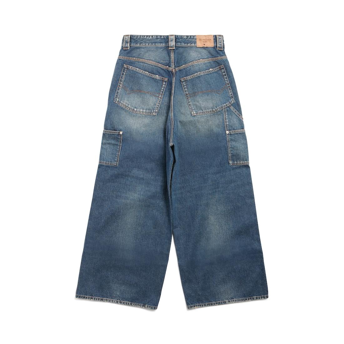 Men's Ripped Off Baggy Pants in Dark Blue Product Image