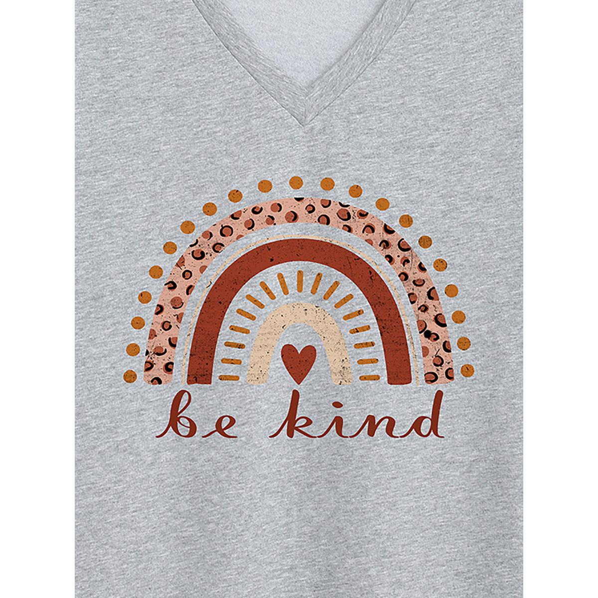 Plus Size Be Kind Deep V-Neck T-Shirt Mediumgray Women Non Rainbow V-neck Everyday-Casual T-shirts BloomChic 14-16/1X Product Image