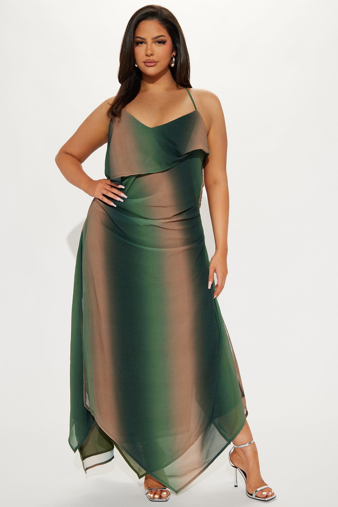 Kira Chiffon Maxi Dress - Hunter Product Image