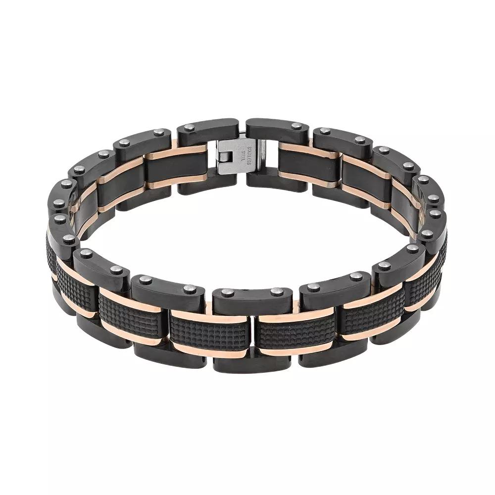 LYNX Two Tone Stainless Steel Men's Bracelet, Size: 8.5", Grey Product Image