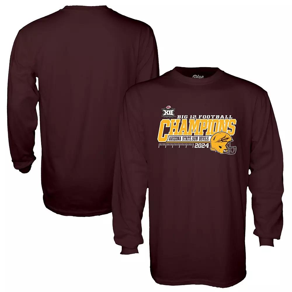 Men's Blue 84 Maroon Arizona State Sun Devils 2024 Big 12 Football Conference Champions Locker Room Long Sleeve T-Shirt, Size: Small, Red Product Image