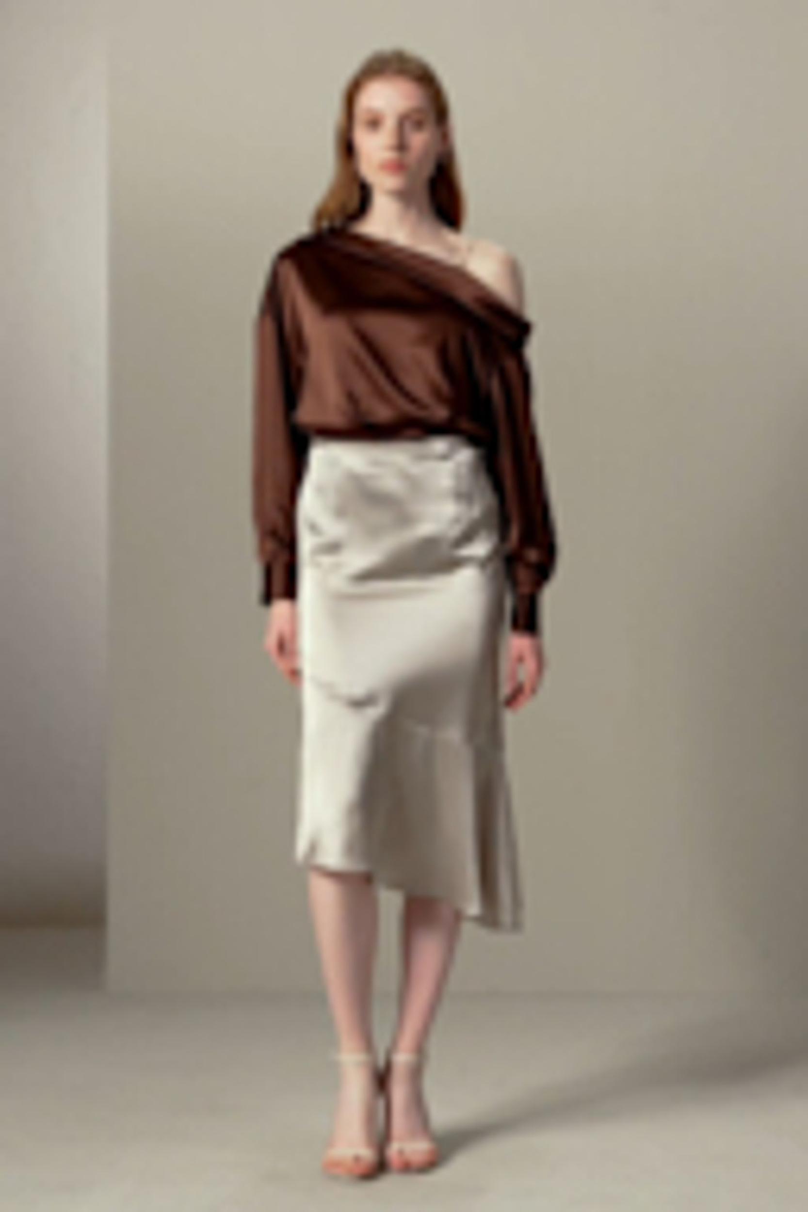 Silk Asymmetrical Fishtail Skirt Product Image