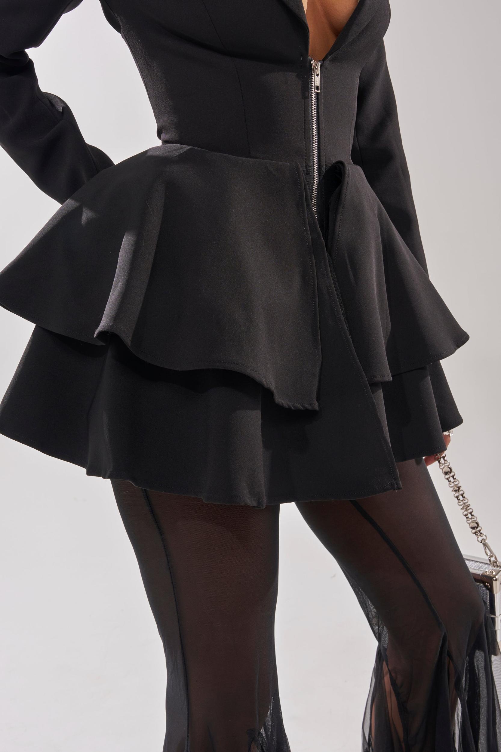 WORK HARD PLAY HARD BLAZER MESH JUMPSUIT Product Image