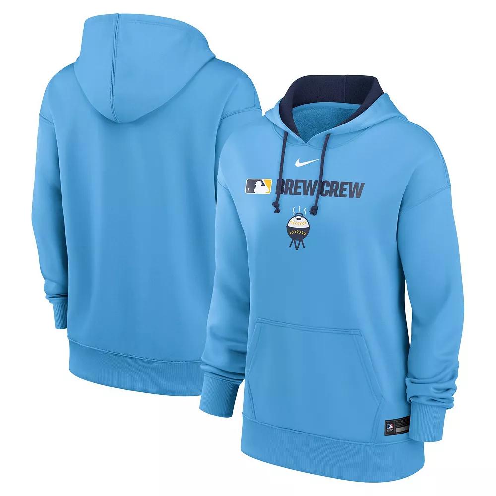Women's Milwaukee Brewers Authentic Collection City Connect Nike Therma MLB Pullover Hoodie Product Image