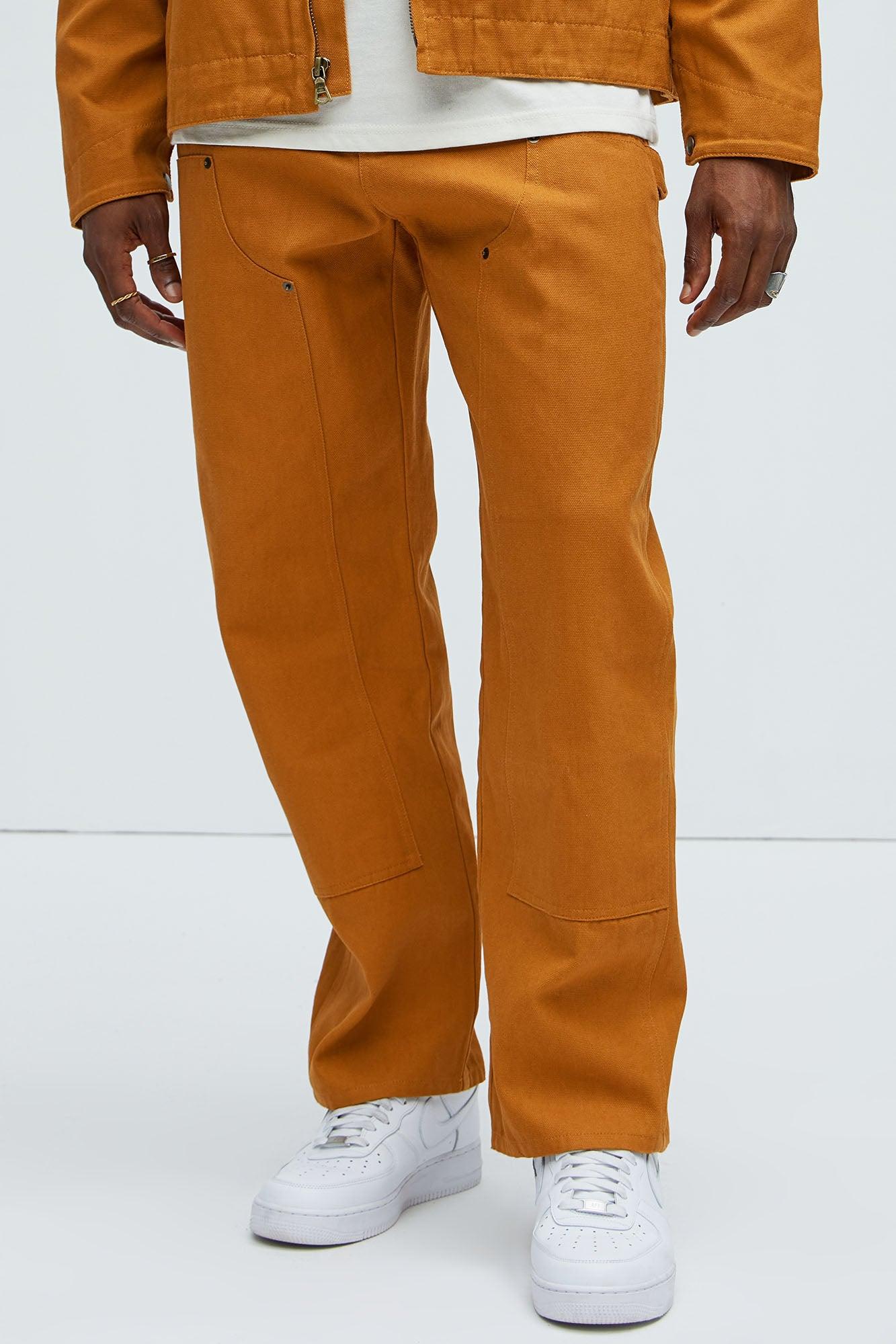 Alexander Double Knee Straight Utility Canvas Pants - Tan Product Image