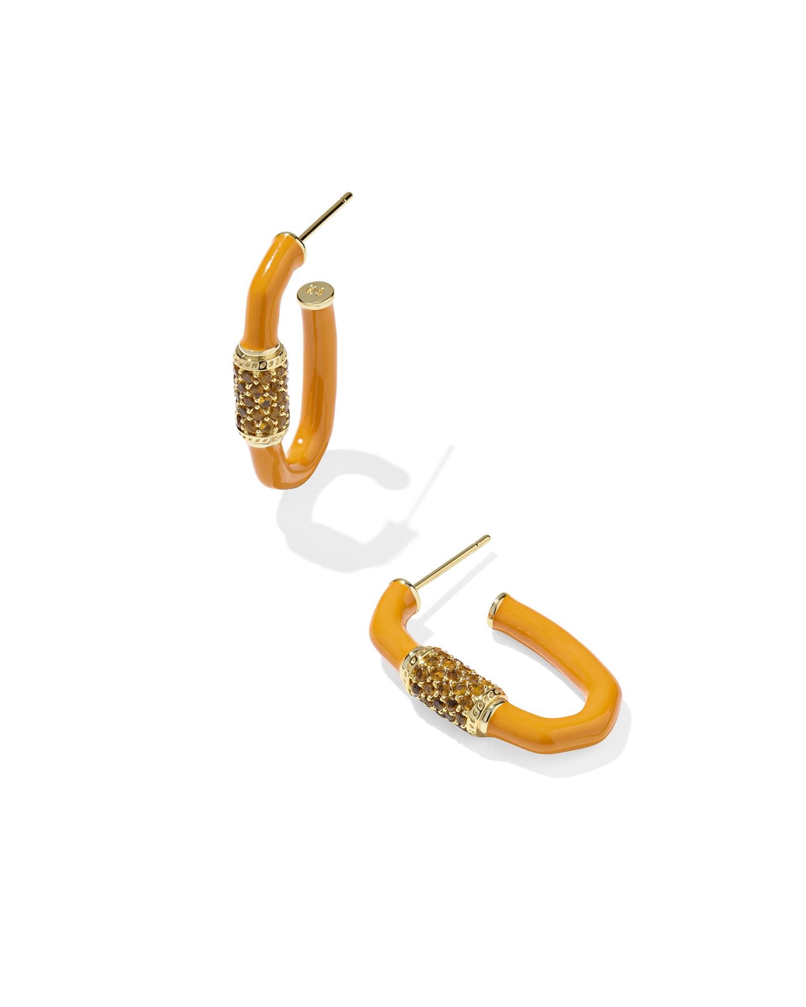 Emery Gold Enamel Hoop Earrings Product Image