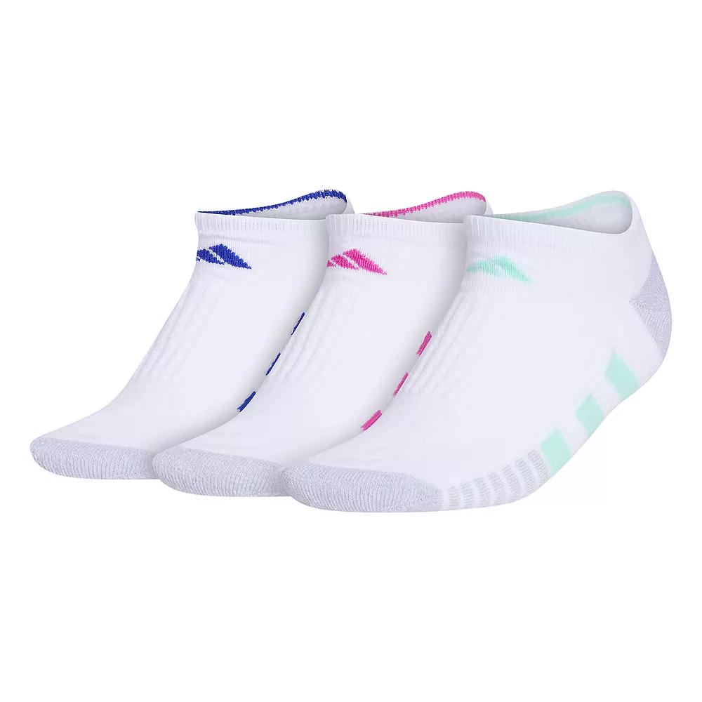 Women's adidas Cushioned 3.0 3-Pack No Show Socks, Size: 5-10, White Mint Green Pink Product Image