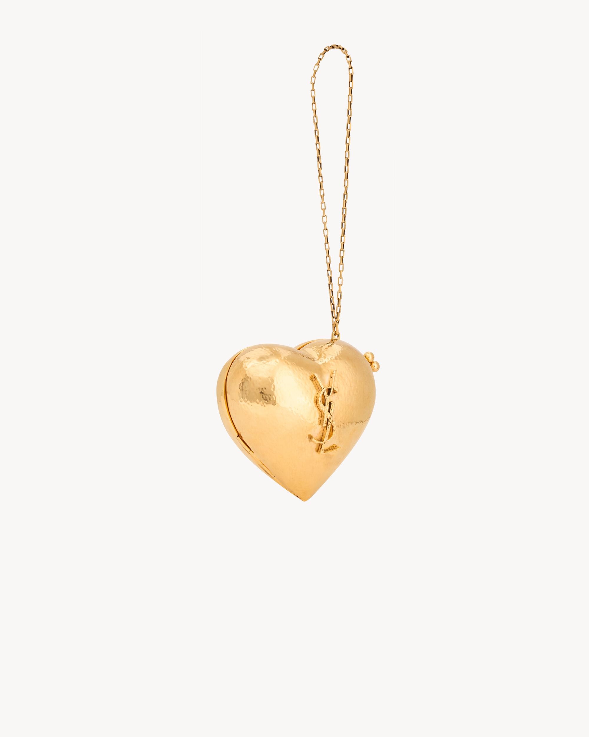 EVENING mini heart minaudière in brass Product Image