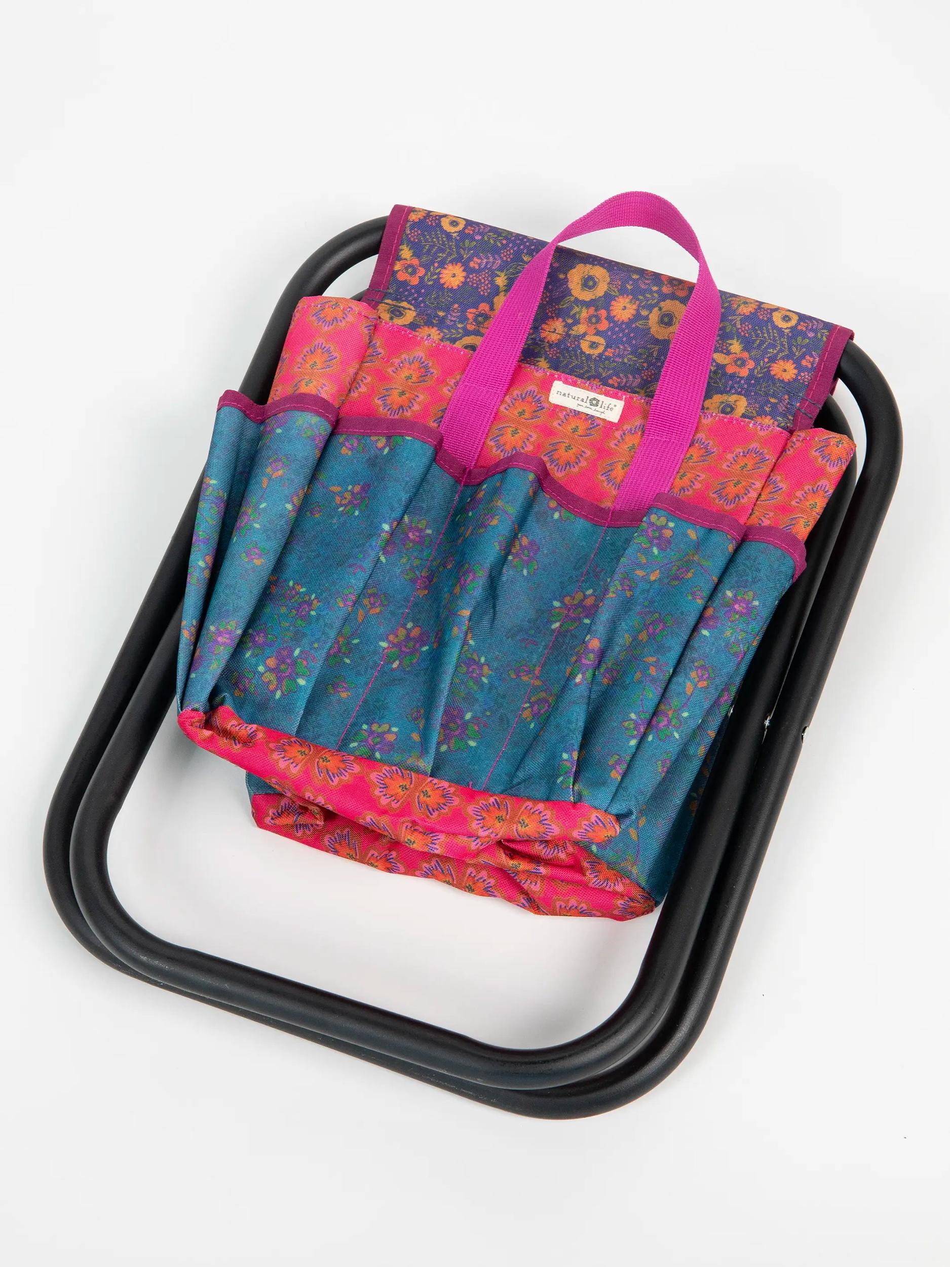 Folding Garden Stool - Navy Floral Blooms Product Image