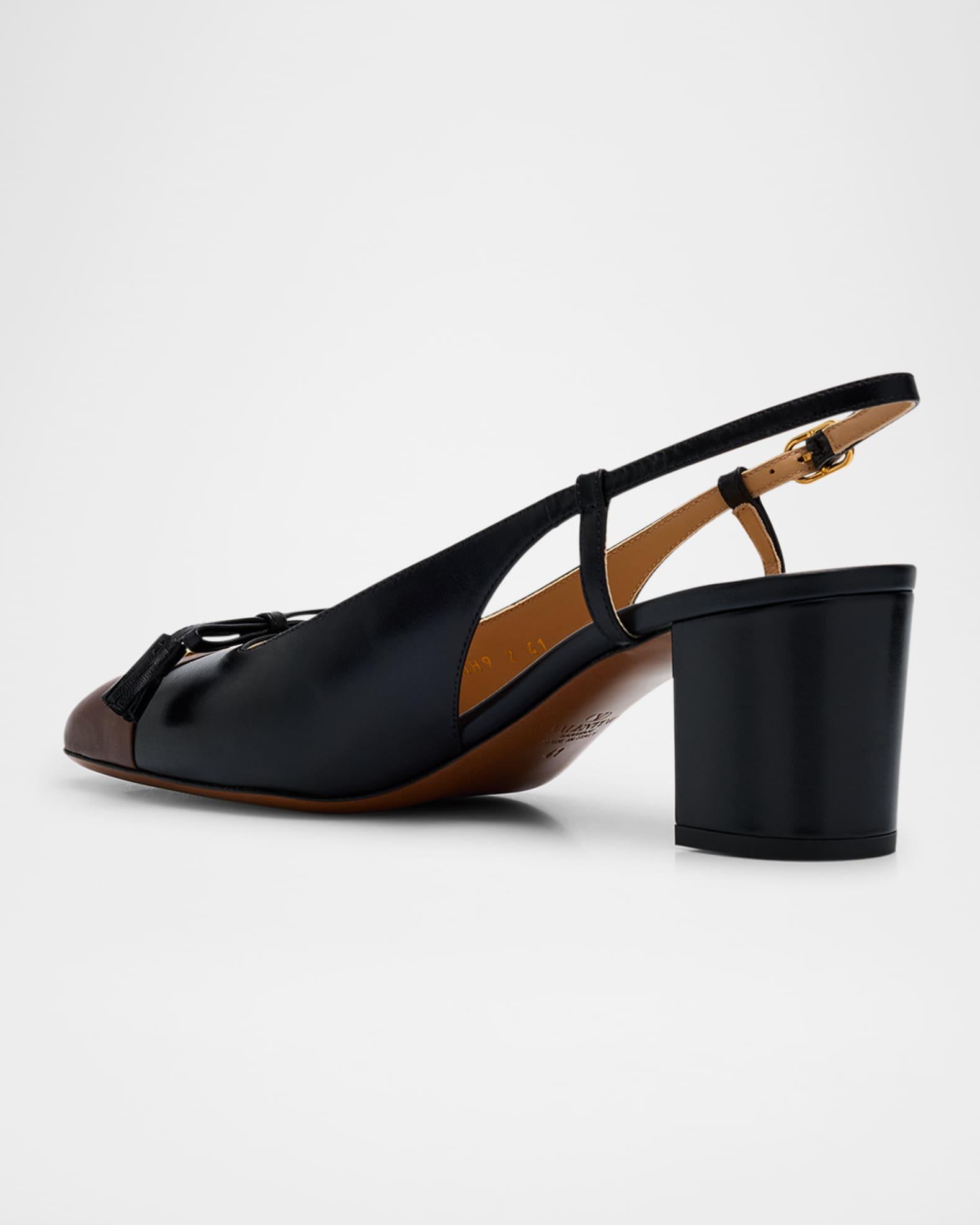 Valet Du Roi VLogo Leather Slingback Pumps Product Image