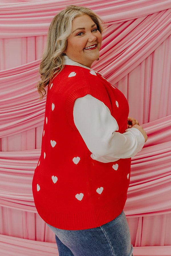 Hugs And Kisses Vest Top in Red Curves Product Image