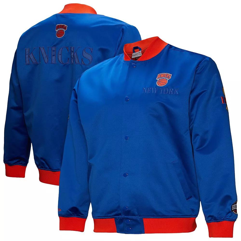 Men's Mitchell & Ness Blue New York Knicks Hardwood Classics Team OG 3.0 Lightweight Satin Full-Snap Jacket,  Product Image