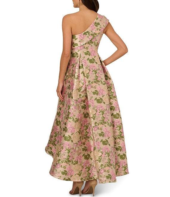 Adrianna Papell One Shoulder Floral Jacquard High Low A-line Midi Dress Product Image