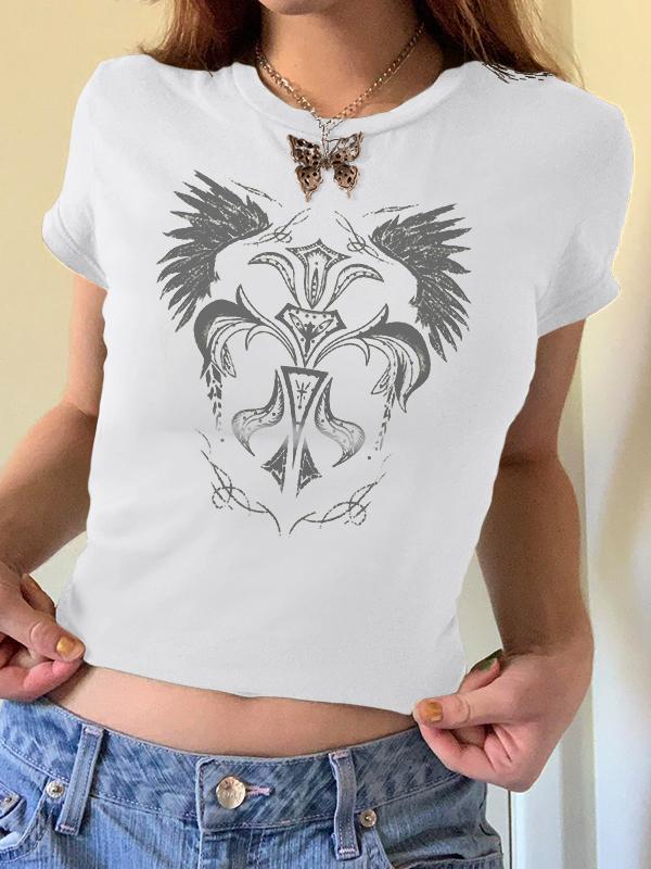 Vintage Wings Cross Hand Printed Tee Product Image