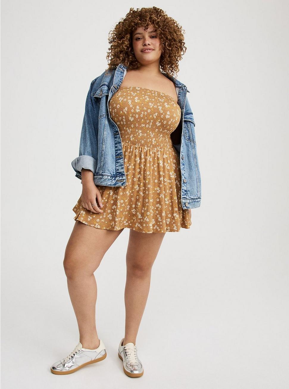 Crinkle Knit Smocked Tube Romper Product Image