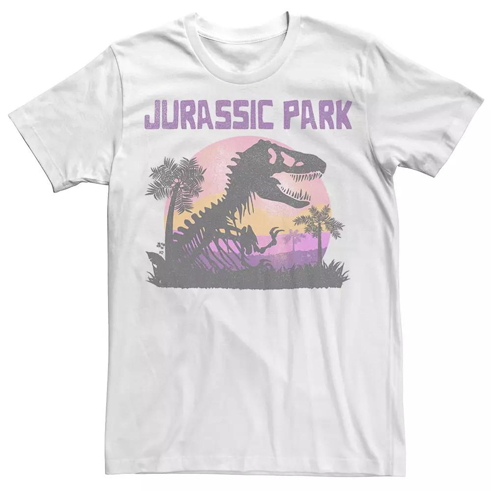 Men's Jurassic Park Purple Hue Sunset Silhouette Tee, Size: XS, White Product Image