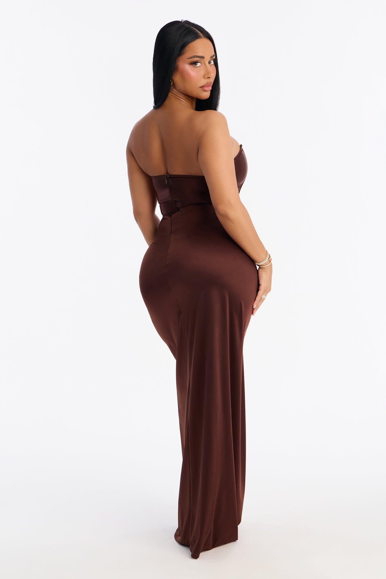 Warm Horizon Satin Maxi Gown - Brown Female Product Image