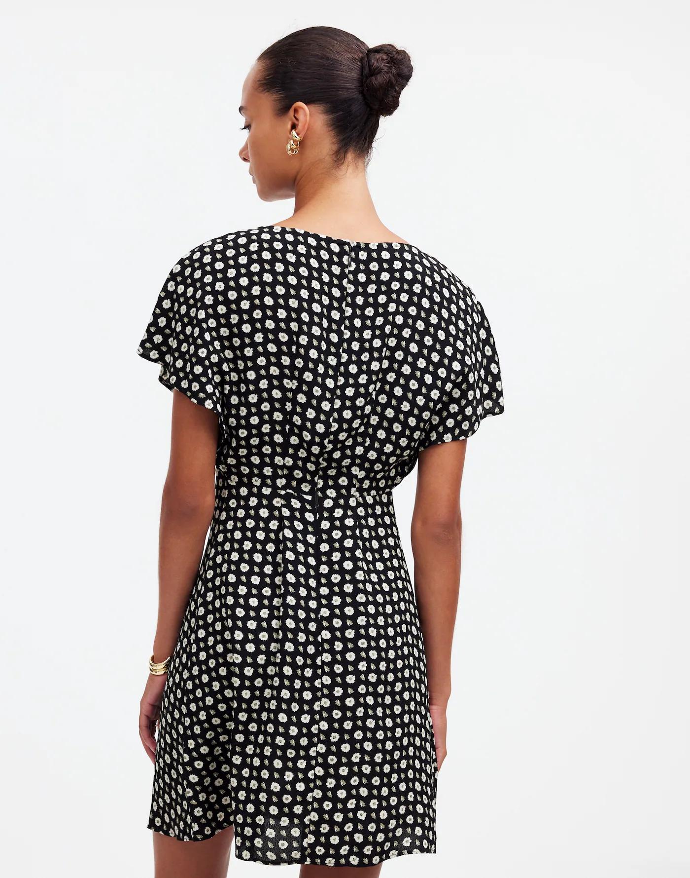 Ruched V-Neck Mini Dress in Floral Product Image