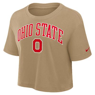 Ohio State Athletic Prep Arch Nike Womens Dri-FIT College Cropped T-Shirt | 01D42FEOH-X0L Product Image