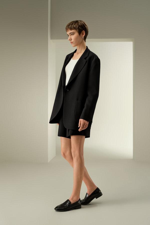 LILYSILK Wool Jacket - Female - Black Wool & Silk - Graceful Single Button Design Overcoat XS Product Image