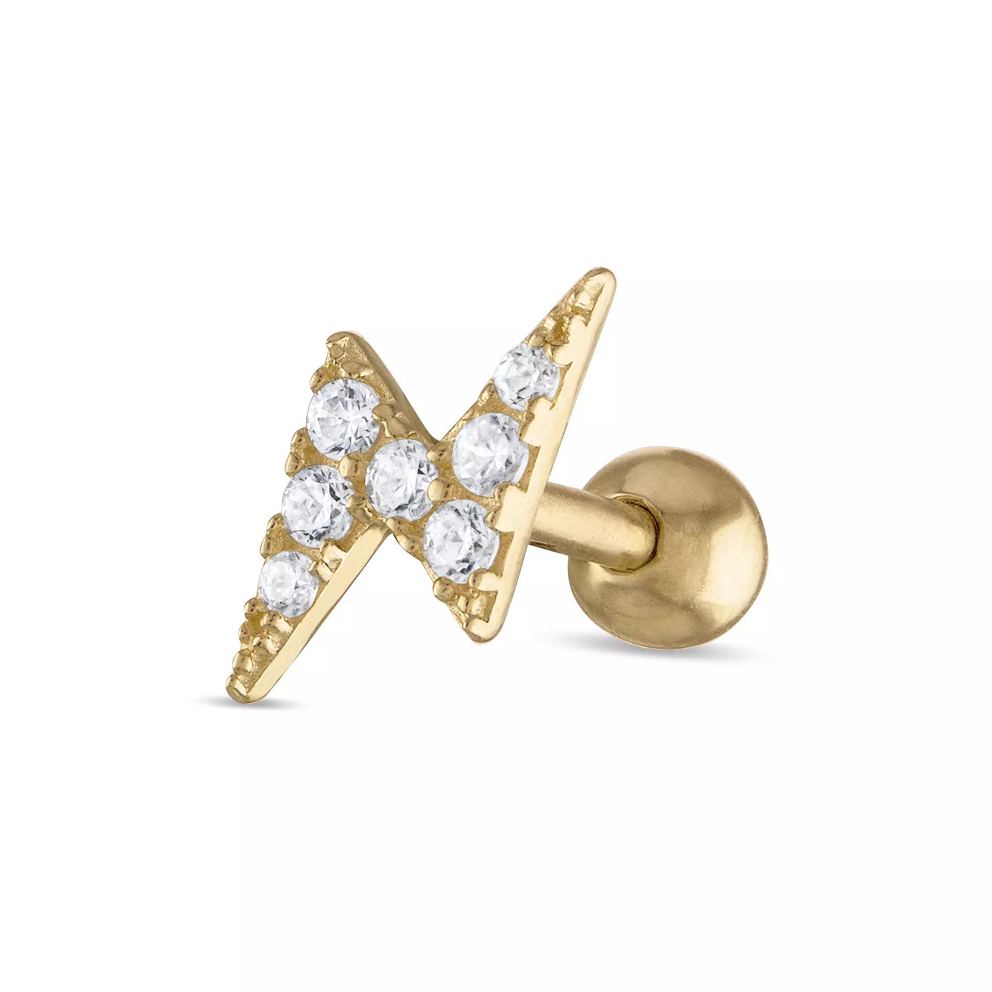 Amella Jewels 10k Gold Cubic Zirconia Lightning Bolt Stud Earring, Women's, Yellow Product Image