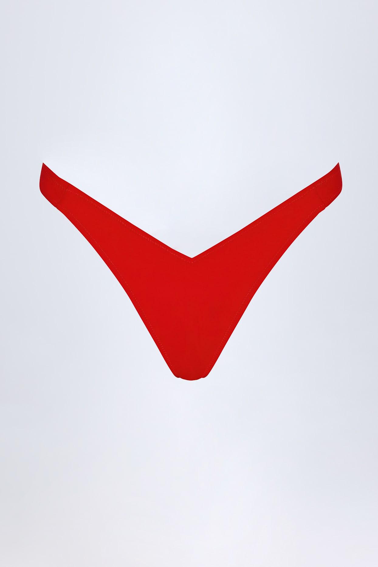 Ruched Cheeky Bikini Bottoms in Fiery Red Product Image