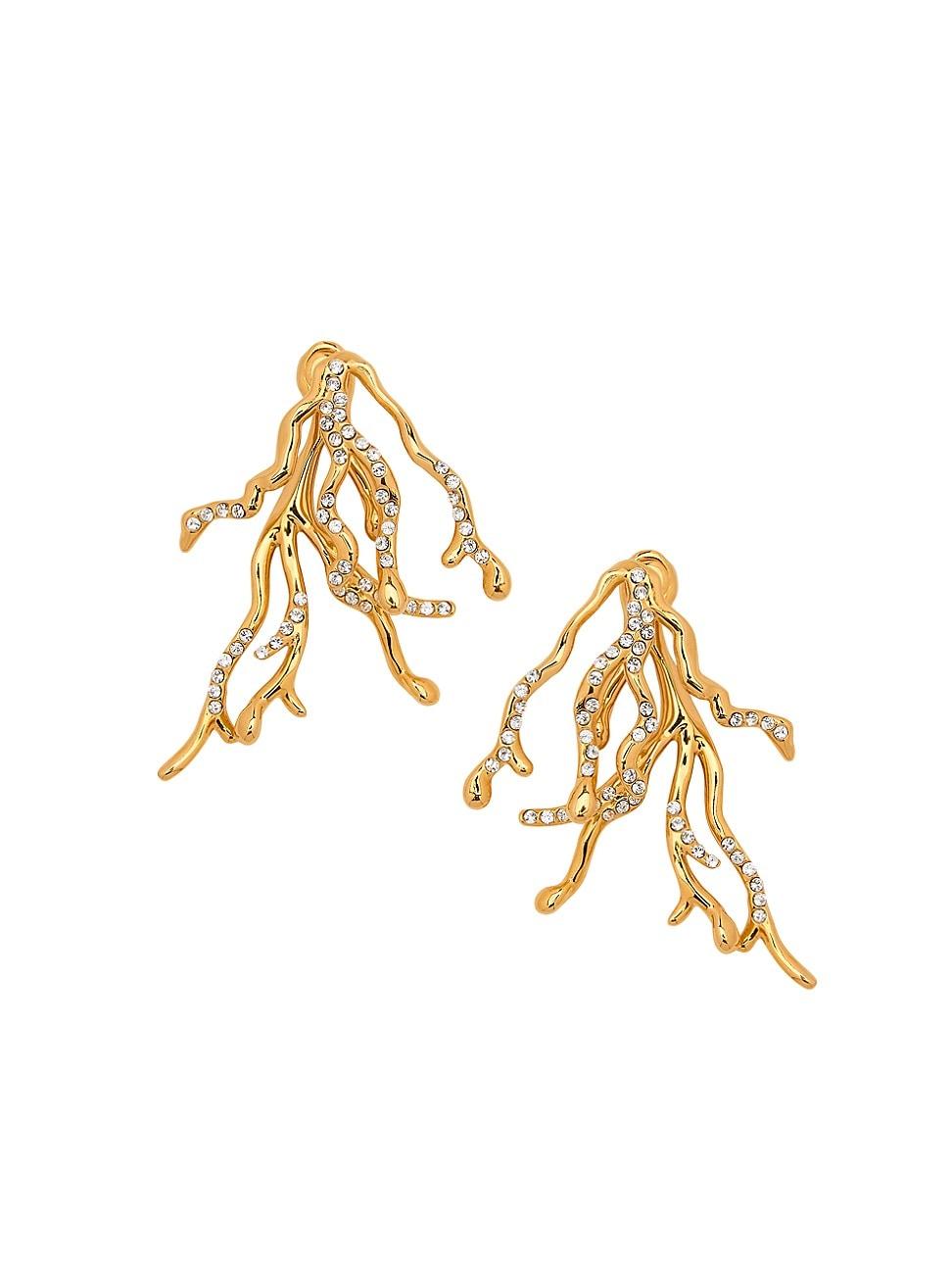 Womens 24K-Gold-Plated & Crystal Coral Earrings Product Image