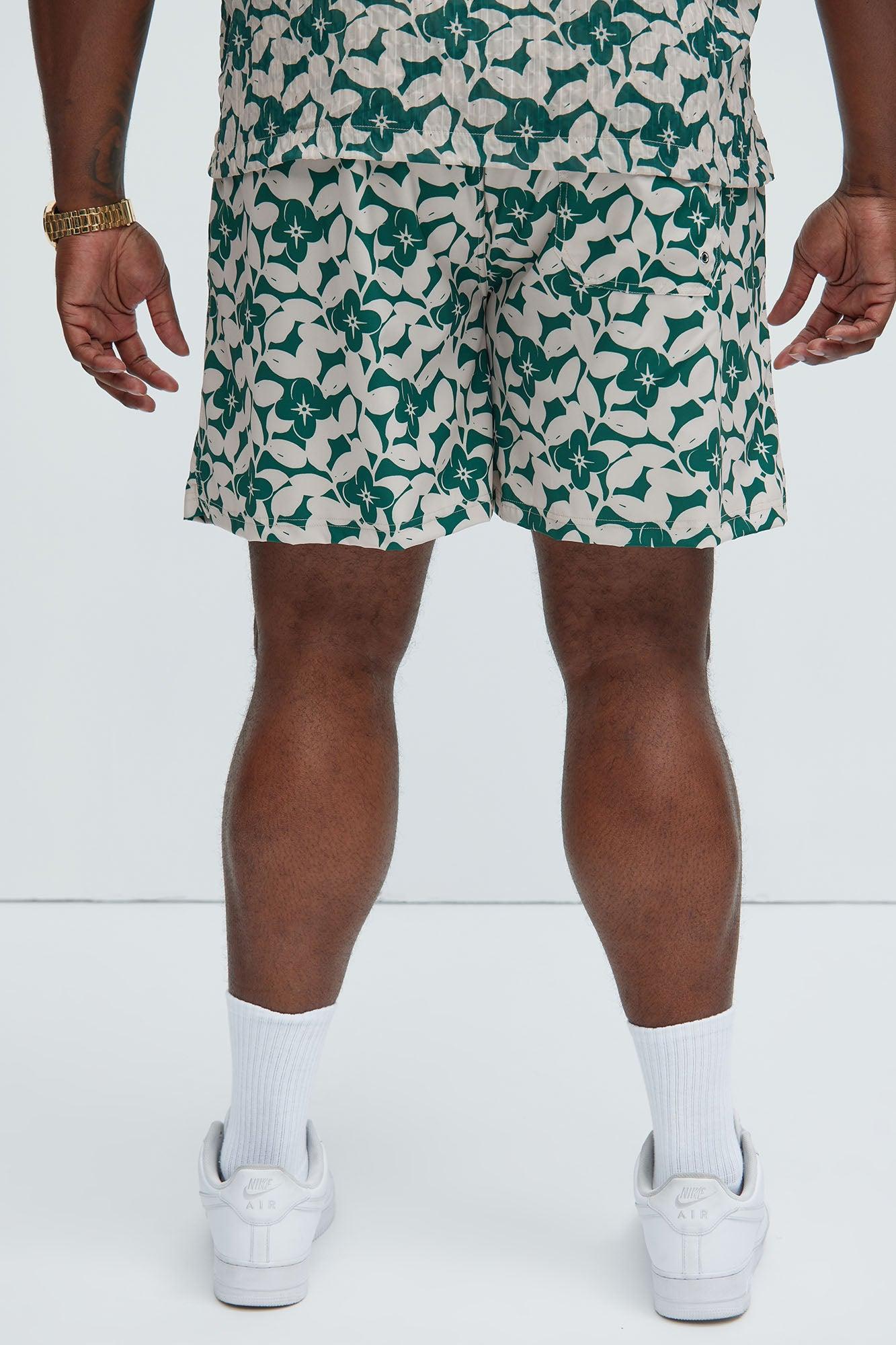 Bayou Floral Swim Mid Trunk - Green/combo Product Image