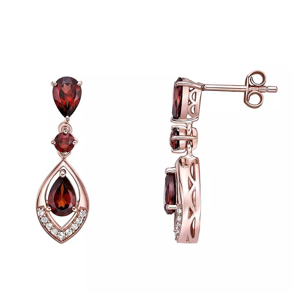 Gemminded 18 Gold Over Silver Garnet Drop Earrings, Women's, Pink Tone Product Image