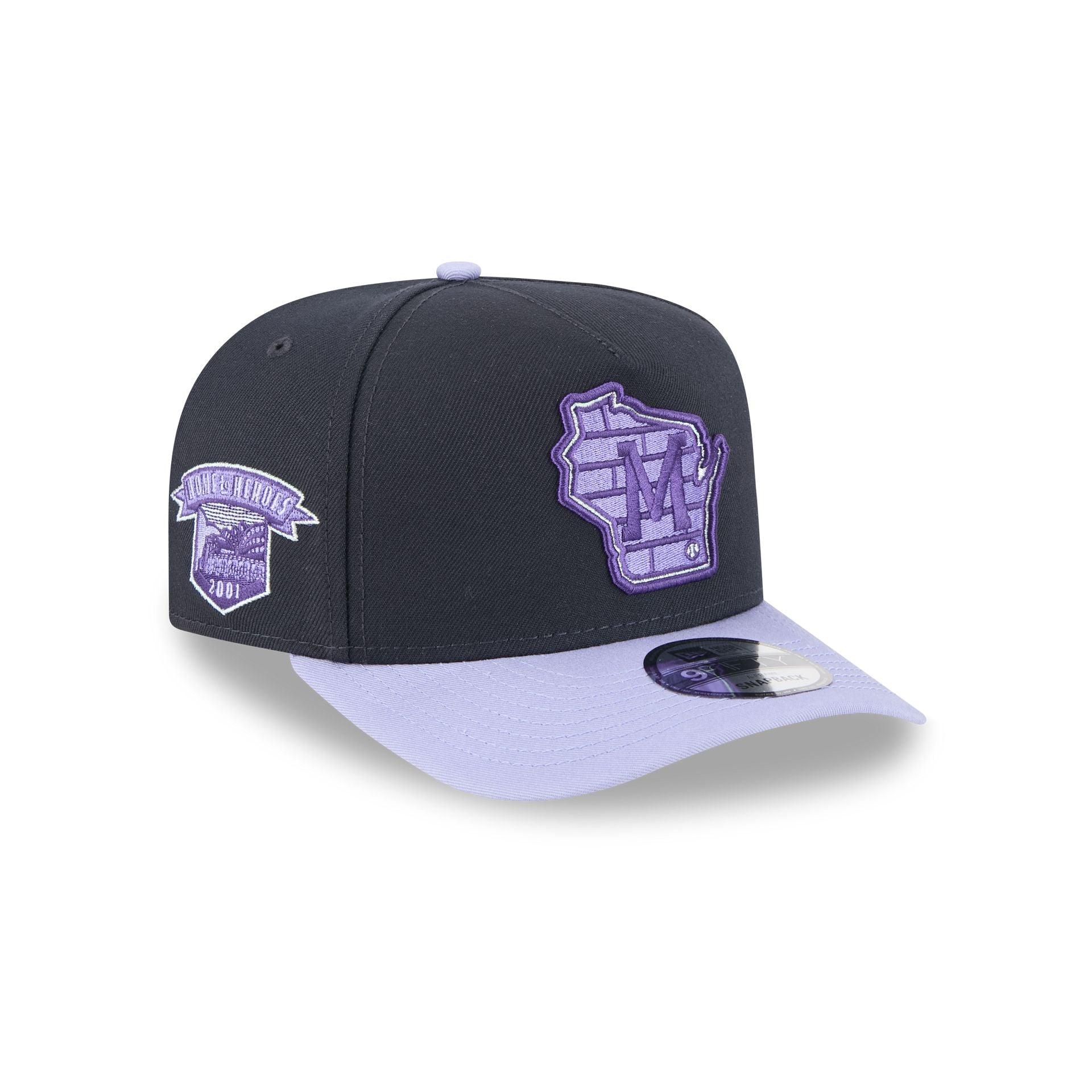 Milwaukee Brewers Navy Lavender 9FIFTY A-Frame Snapback Hat Male Product Image