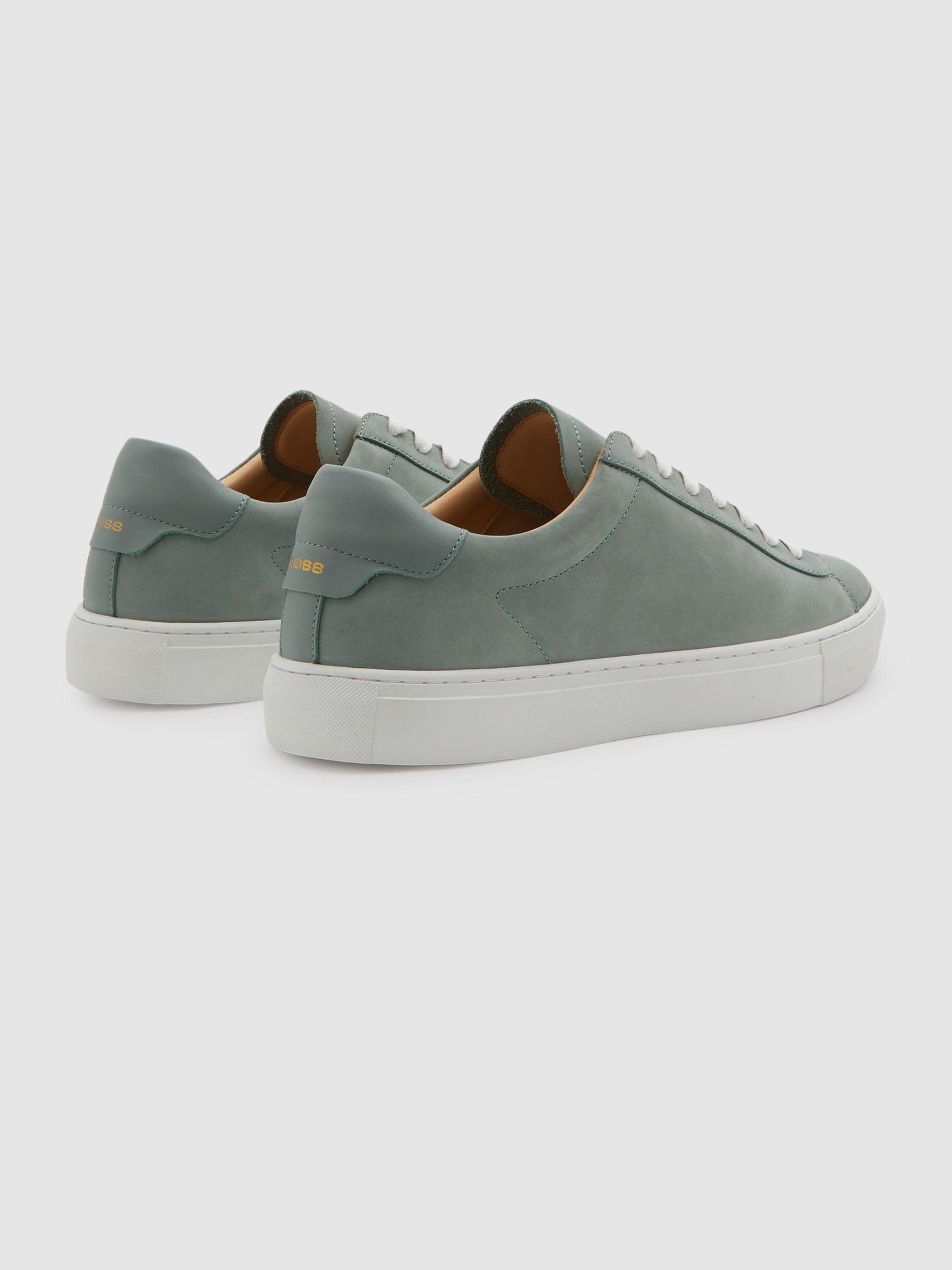 Nubuck Leather Low Top Trainers in Pistachio Product Image