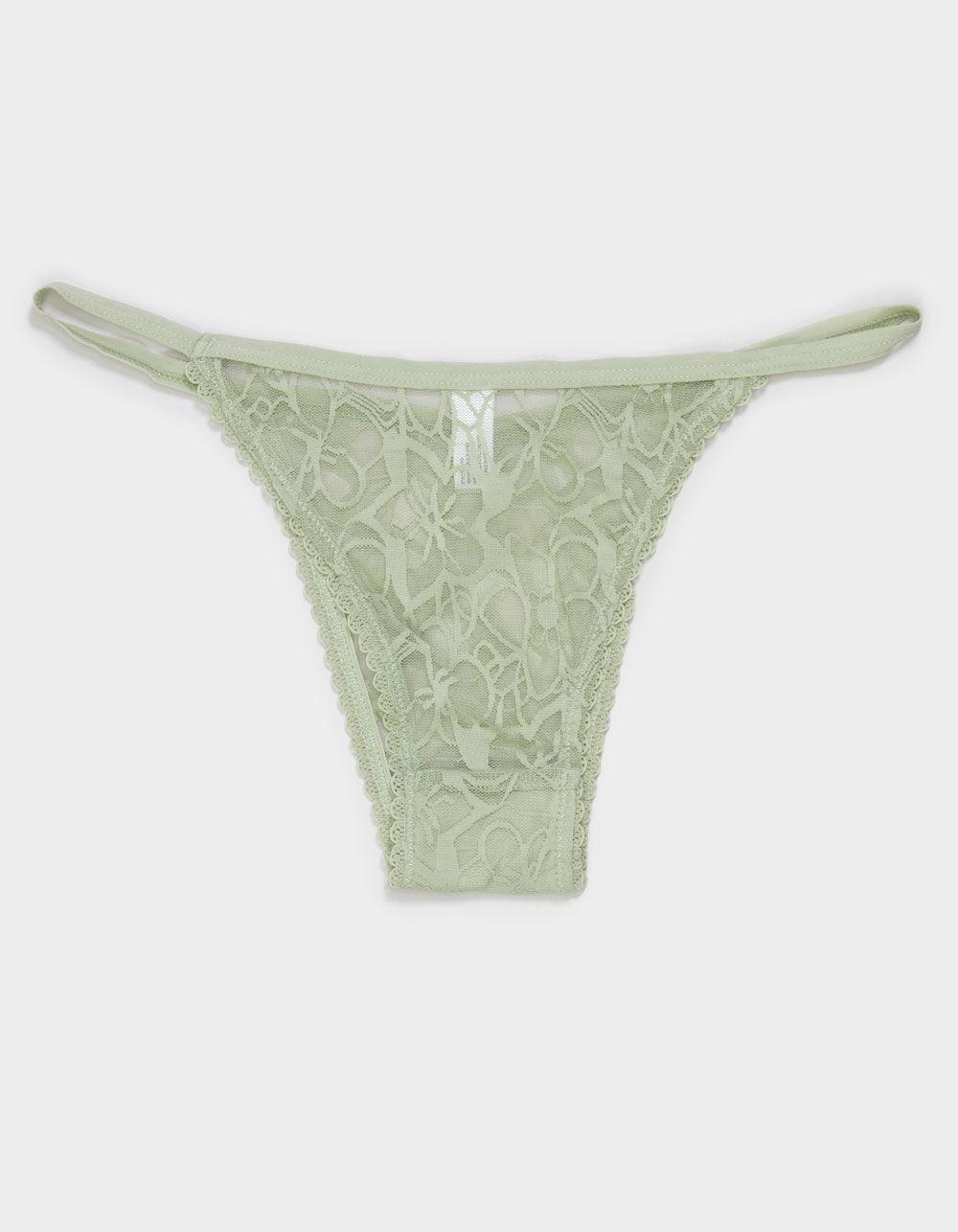 FULL TILT All Over Floral Lace Cheeky Panties - LT GREEN Product Image