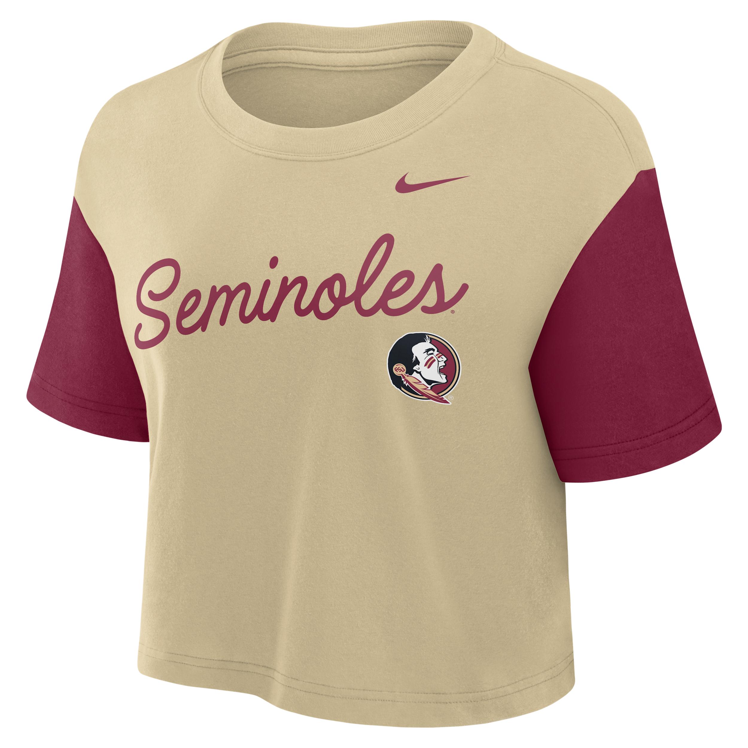Florida State Script Nike Womens Dri-FIT College Cropped T-Shirt | 01D408FVFTN-8HZ Product Image