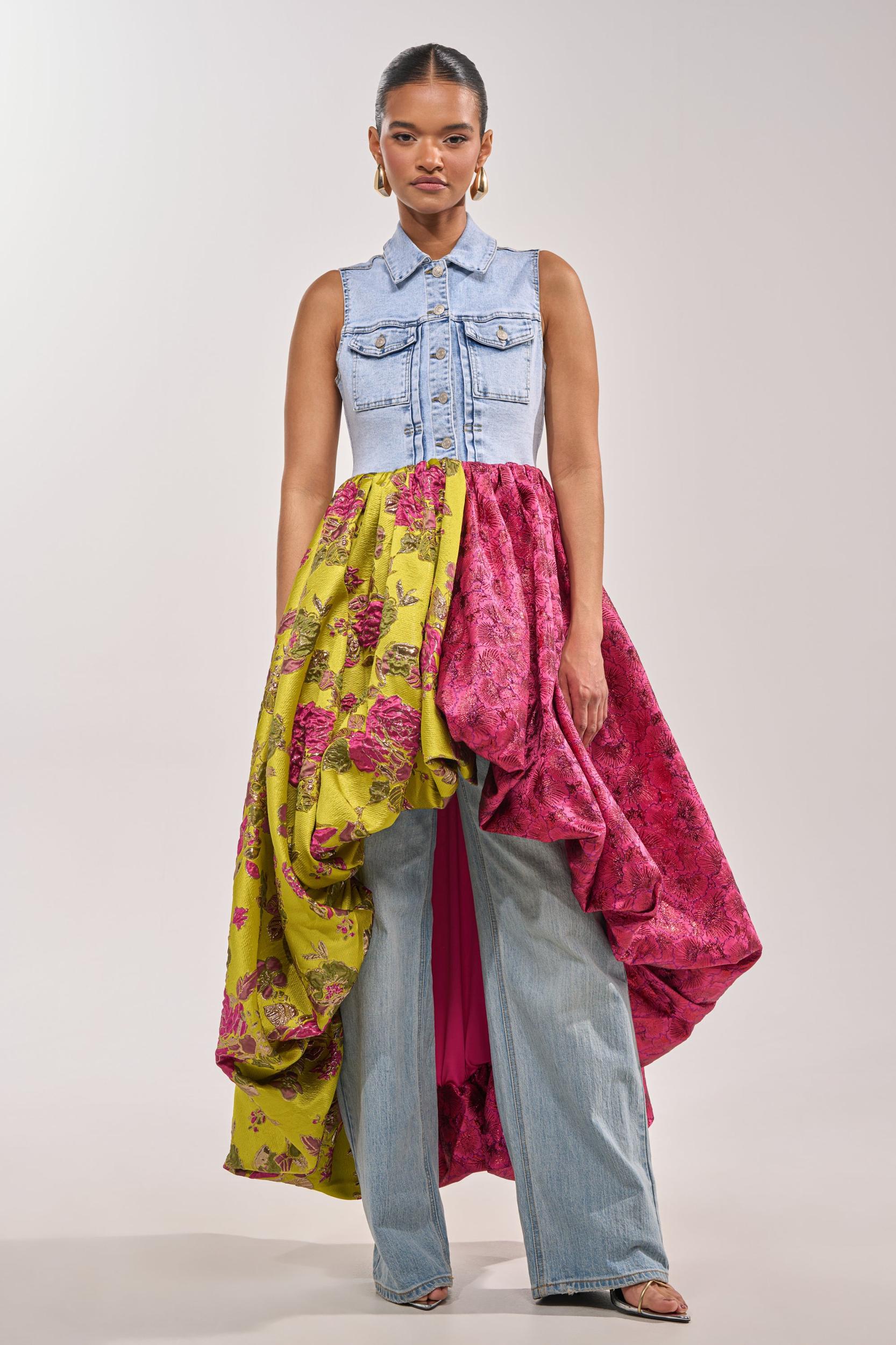 ON THE HIGH LOW DENIM VEST Product Image
