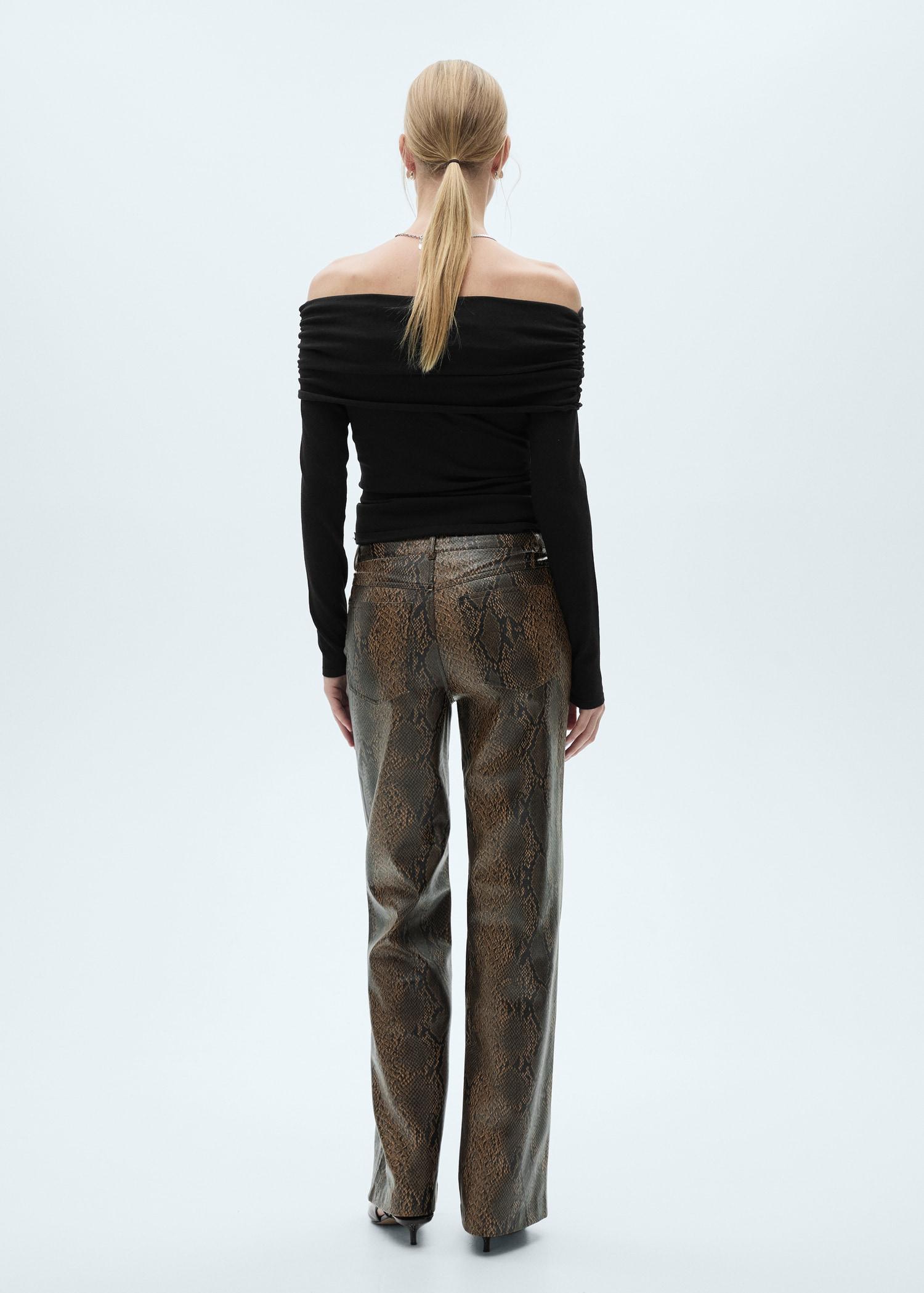Animal-print leather-effect pants - Women | MANGO USA Product Image