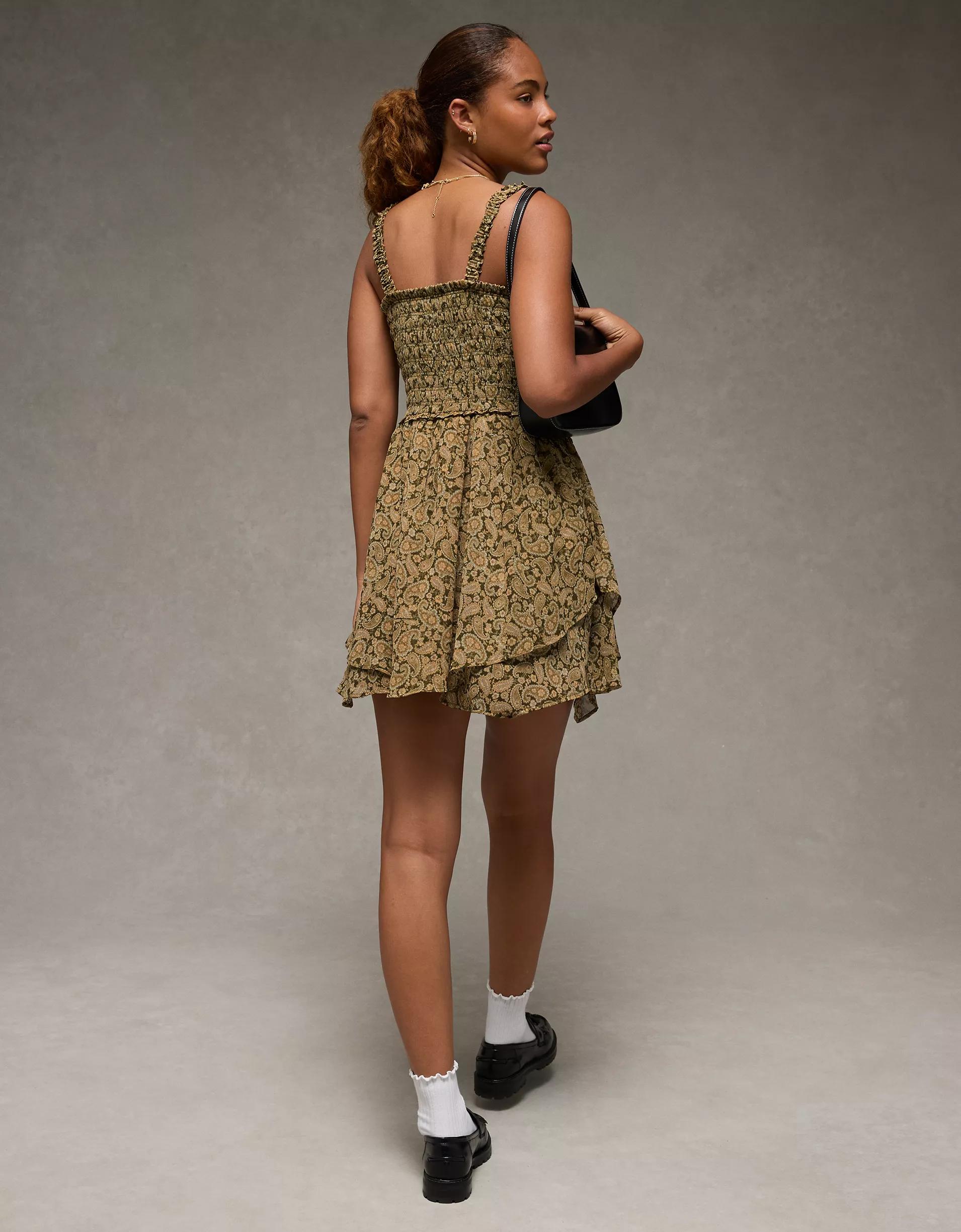 AE Handkerchief Hem Ruffle Floral Mini Dress Product Image