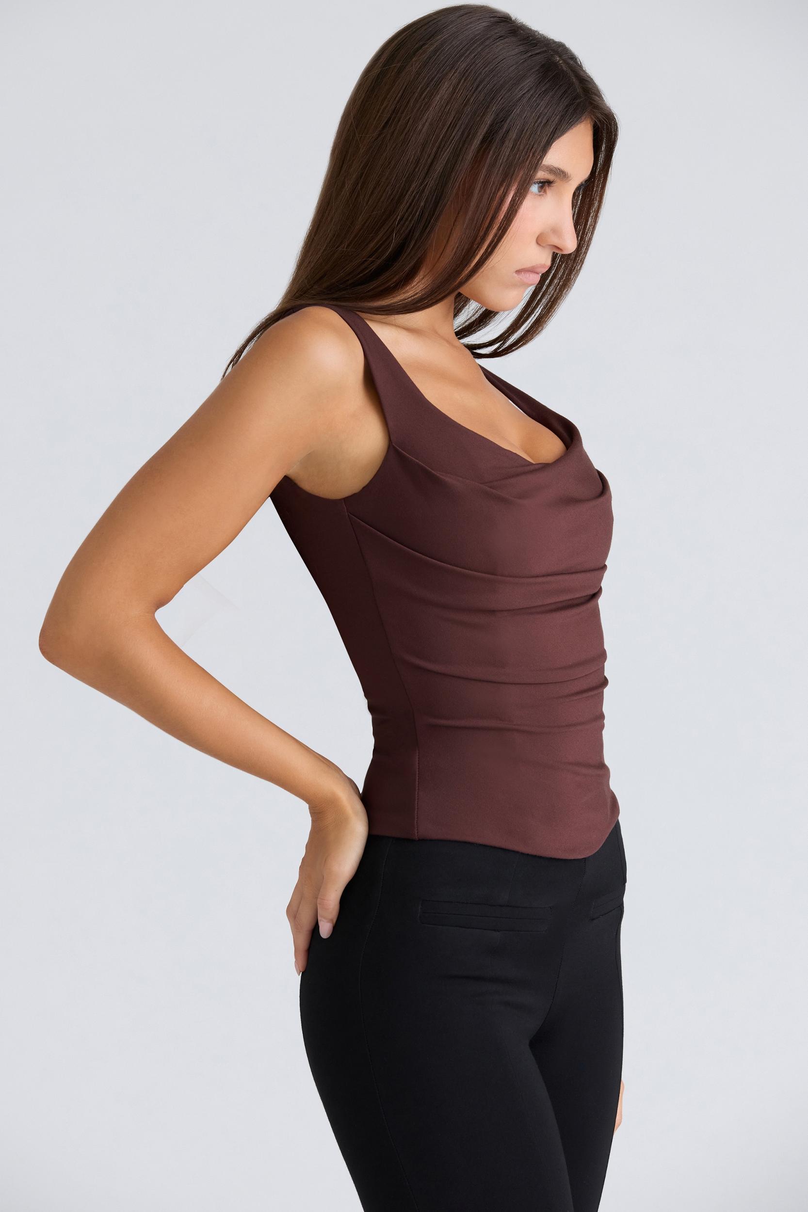 The Drape Neck  chocolate corset top Product Image