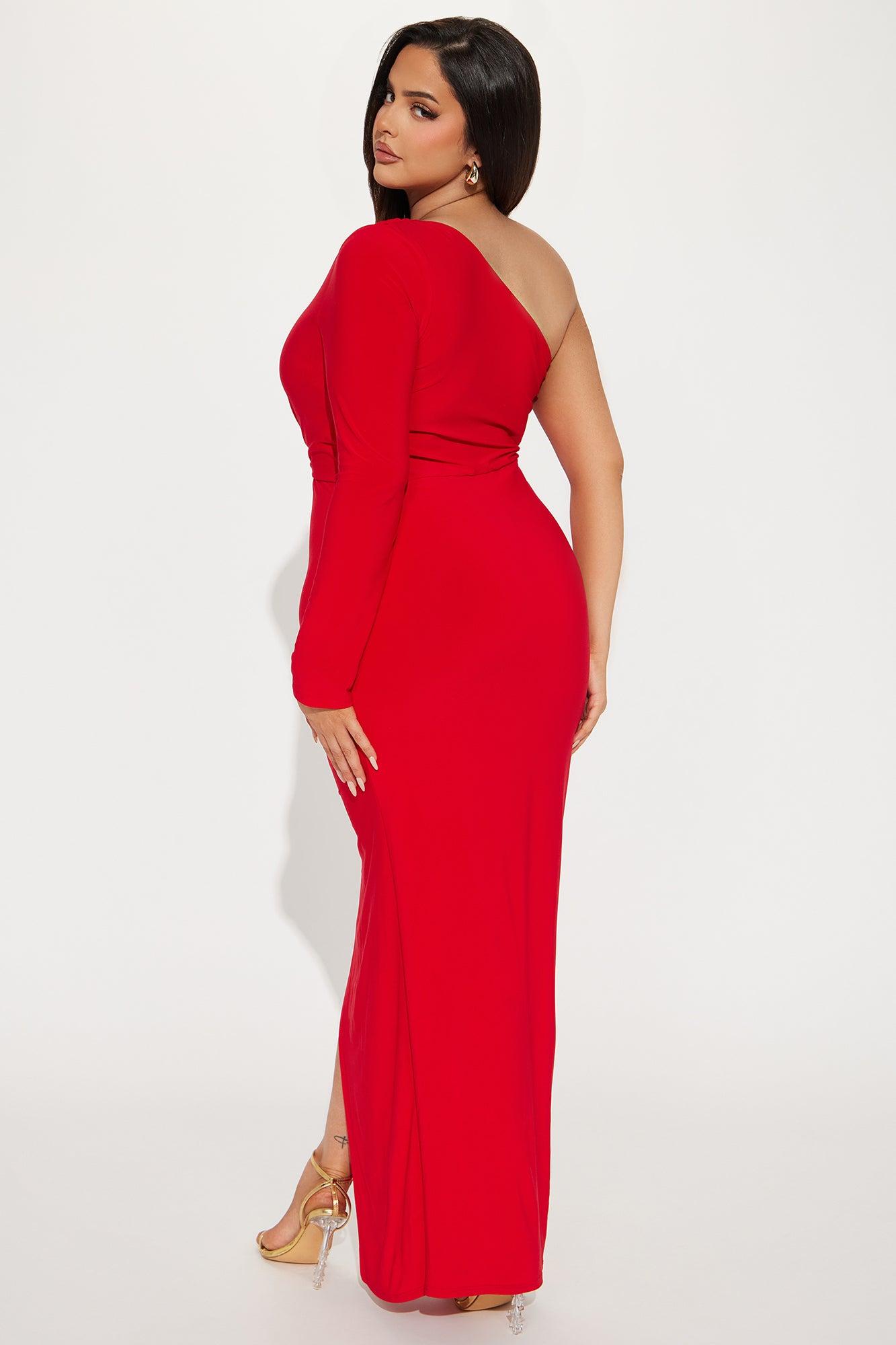 Stacy Ruched Maxi Dress - Red Product Image