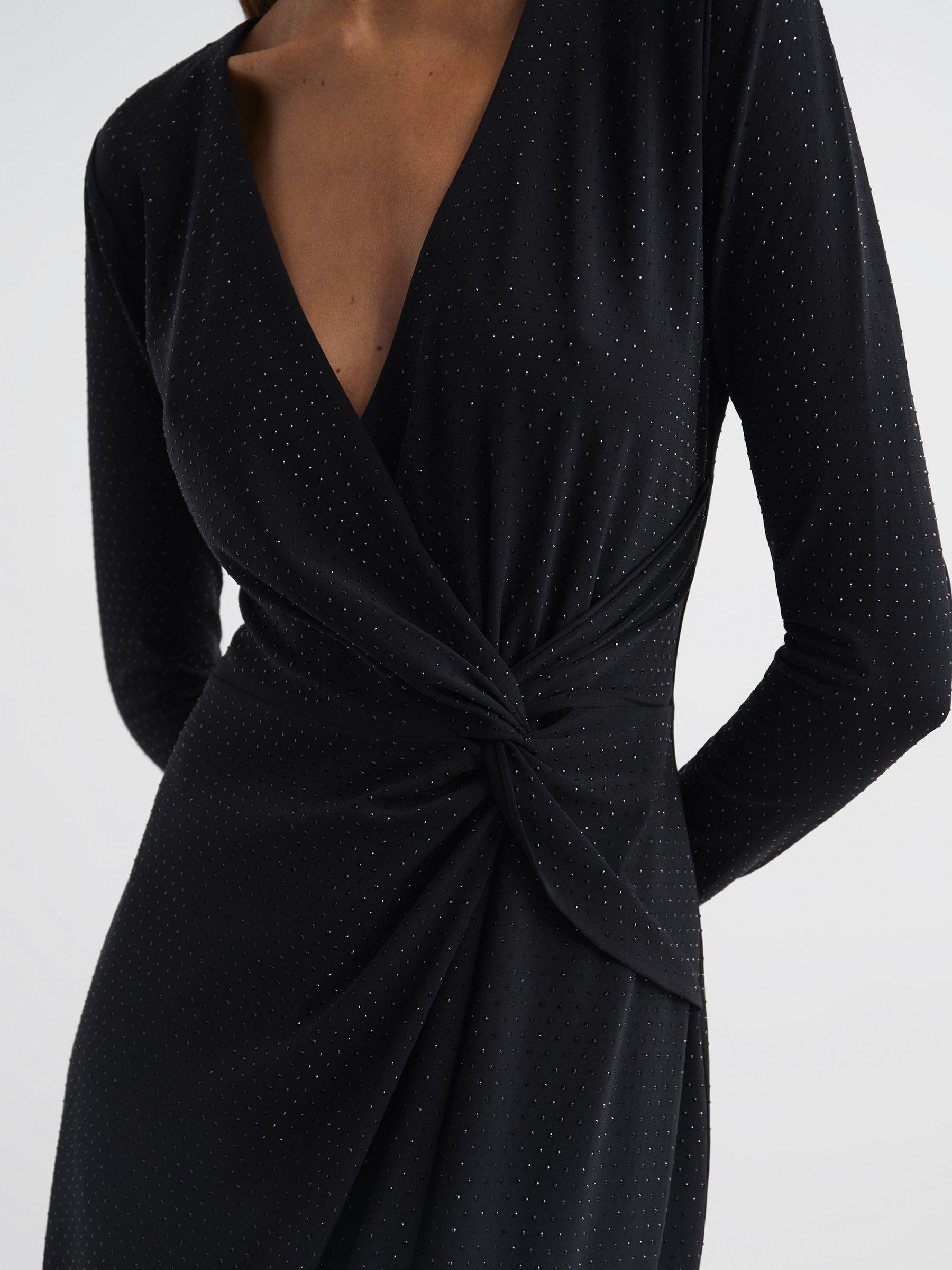 Halston Crystal Jersey Midi Dress in Black Product Image